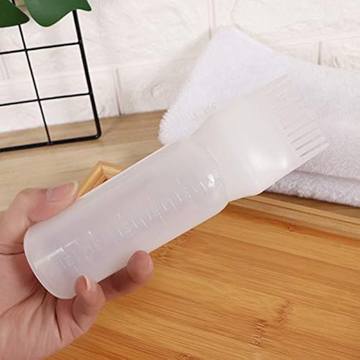 lasenersm 2 Pieces Root Comb Applicator Bottle Hair Coloring Dye Bottle Scalp Treament Essential Salon Hair Cleansing Bottle With Graduated Scale, Pink - Image 4